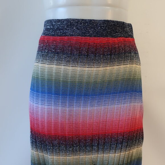 Womens Zara Limited Edition Multicolor Striped Metallic Midi Skirt XS - Picture 4 of 12